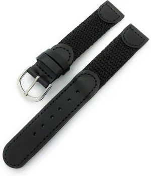 16mm Canvas Nylon Leather Watch Band Swiss Army Style