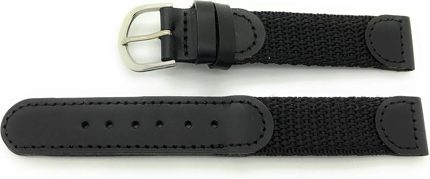 16mm Canvas Nylon Leather Watch Band Swiss Army Style