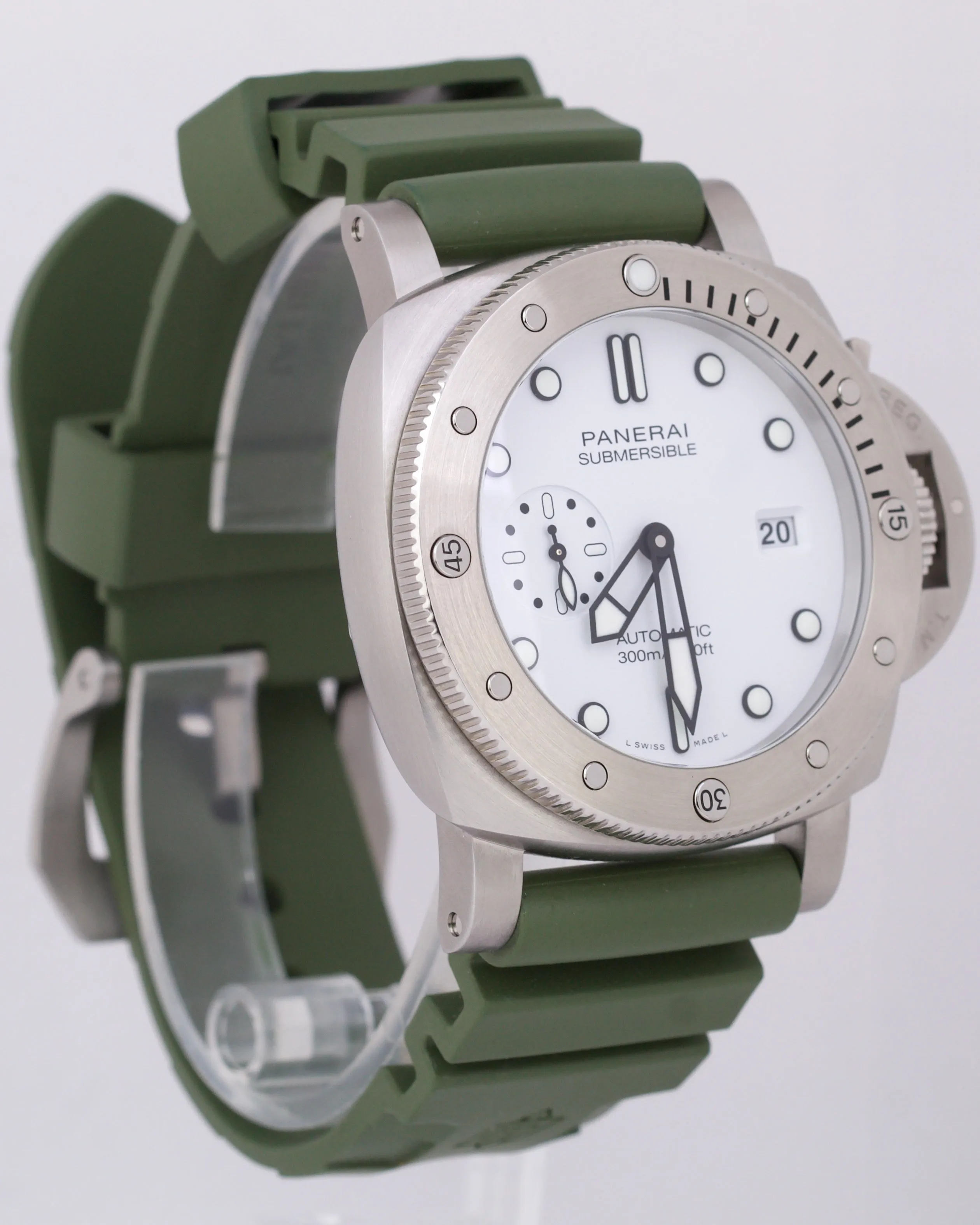 2023 PAPERS Panerai Submersible QuarantaQuattro Bianco GREEN 44mm PAM01226 BOX