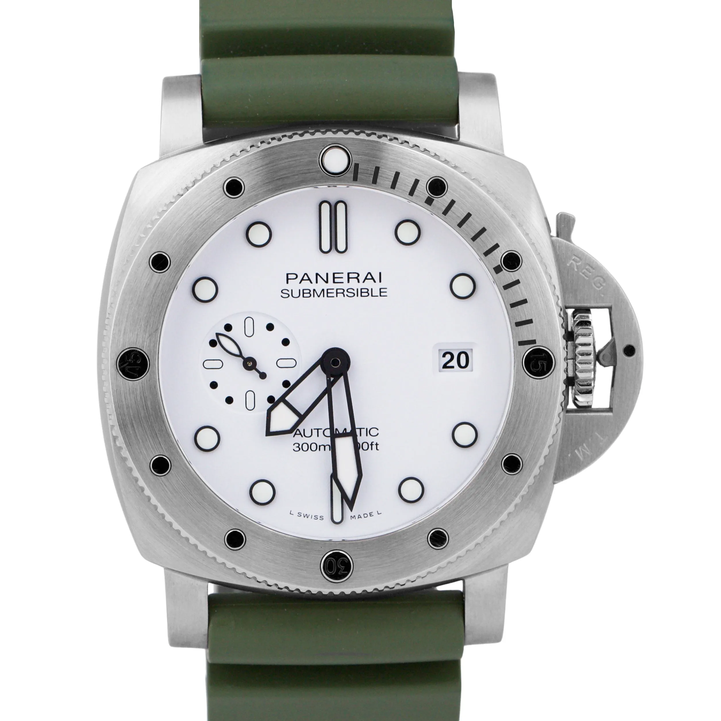 2023 PAPERS Panerai Submersible QuarantaQuattro Bianco GREEN 44mm PAM01226 BOX