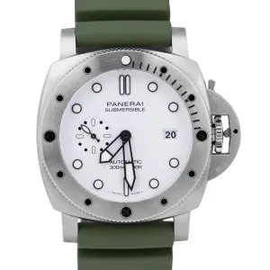 2023 PAPERS Panerai Submersible QuarantaQuattro Bianco GREEN 44mm PAM01226 BOX