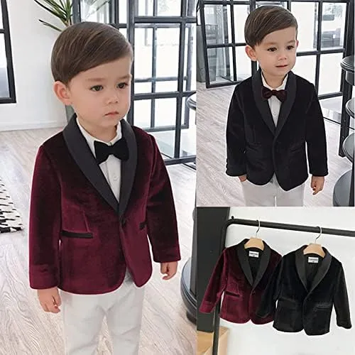 2024 Little Boy Velvet Toddler Blazers for Boy Children Kids Shawl Lapel Jacket STTZJK001