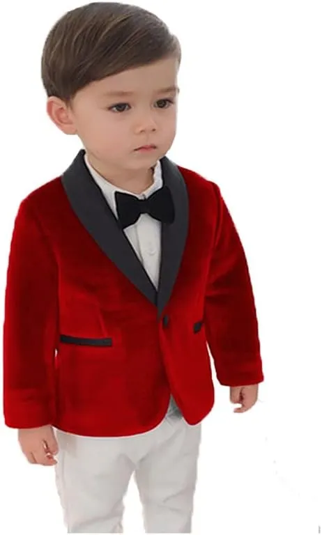 2024 Little Boy Velvet Toddler Blazers for Boy Children Kids Shawl Lapel Jacket STTZJK001