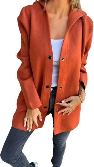 2025 Womens Jackets Casual Single Breasted Hooded, Casual Womens Jacket, Single Breasted Trench Coats for Women