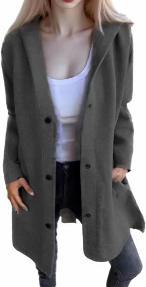 2025 Womens Jackets Casual Single Breasted Hooded, Casual Womens Jacket, Single Breasted Trench Coats for Women
