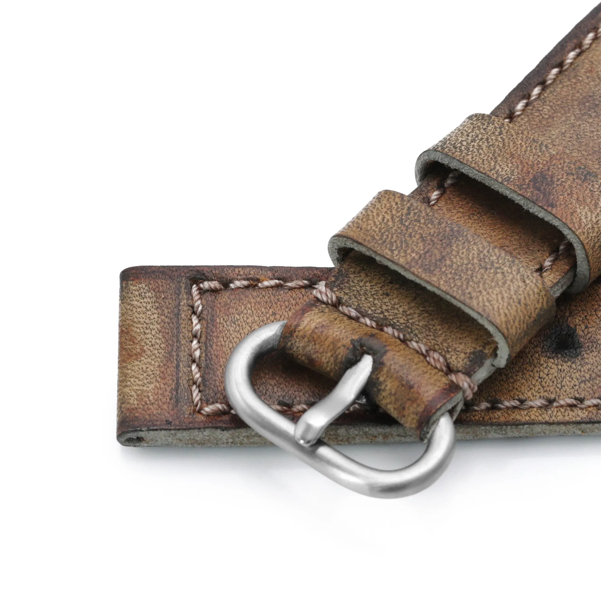 20mm Gunny X MT MISSION POSSIBLE 1 (MP1) Series Vintage Brown Leather Watch Strap