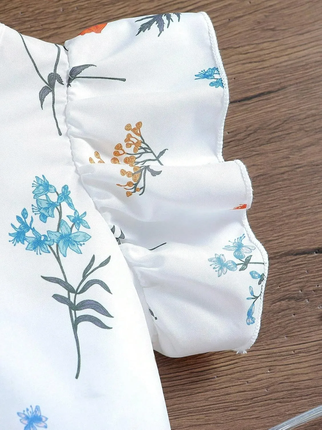 3-8T Toddler Kid Girl Outfits Clothes Ruffle Short Sleeve Floral T-Shirt Top Summer Shorts with Belt