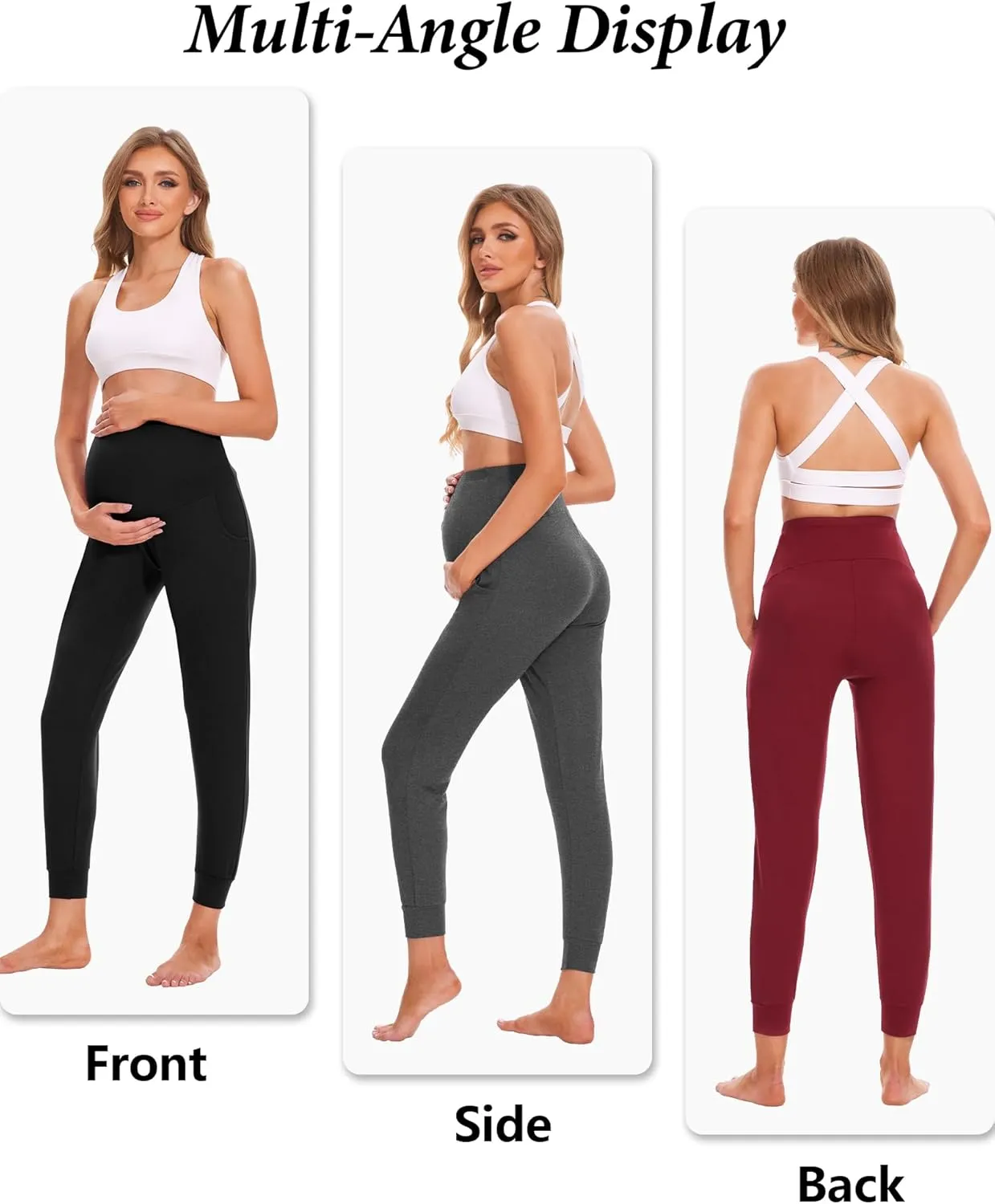 3/4 Pack Women's Maternity Leggings Over The Belly High Waisted Yoga Workout Pregnancy Pants Activewear for Women