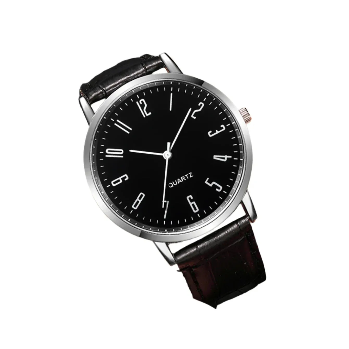 5 Piece Mens Fashion Watch Set Arabic Dial Leather Band