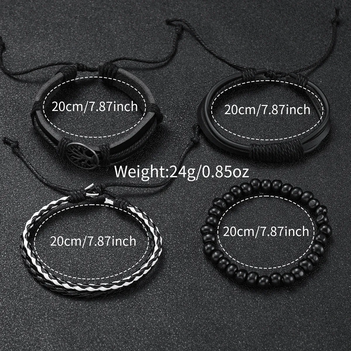 5 Piece Mens Fashion Watch Set Arabic Dial Leather Band