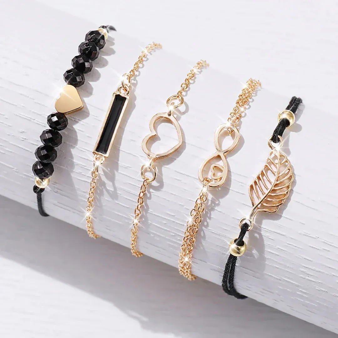 6 Piece Floral Quartz Watch Bracelet Set for Women