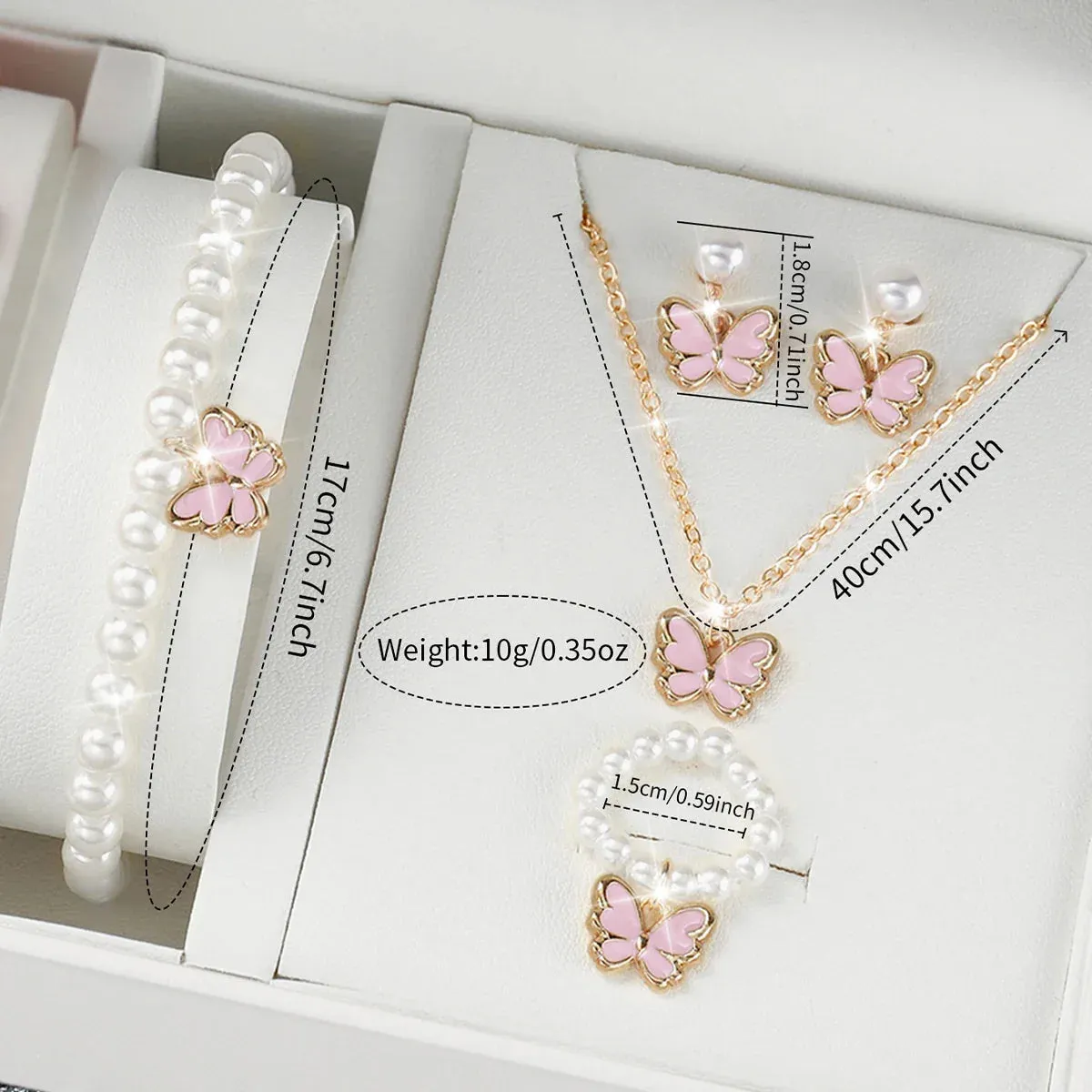6pc Butterfly Dial Watch Jewelry Set
