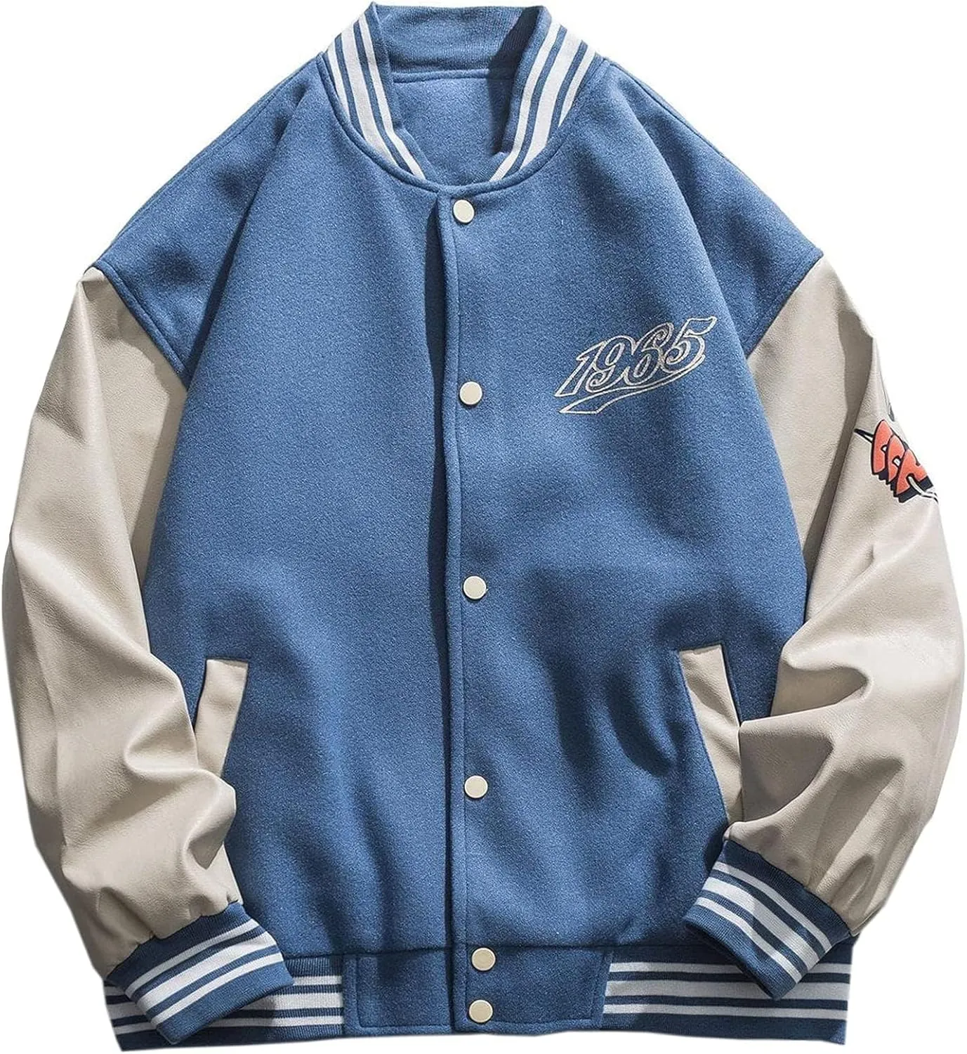 Aelfric Eden Men's Letter Foaming Love Print Varsity Jacket Vintage Graphic Baseball Jacket Unisex Coats Streetwear