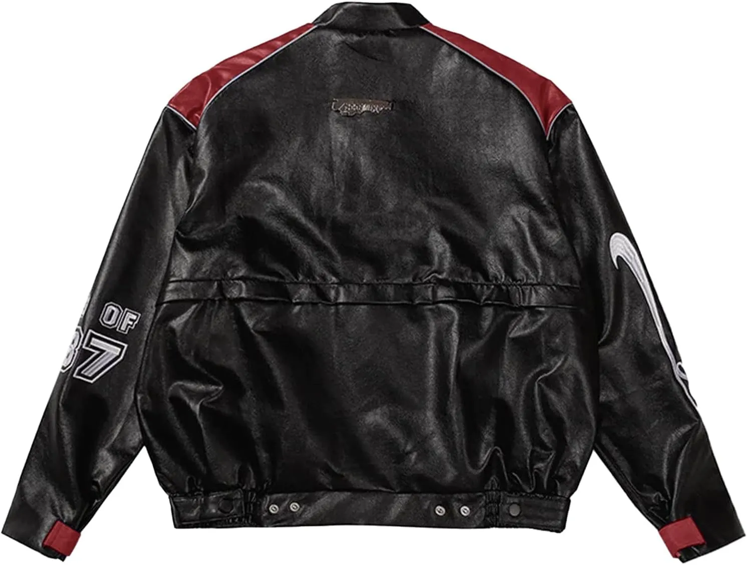 Aelfric Eden Womens Faux Leather Jacket Y2k VG Detachable Racing Jacket Oversized Trendy Outfits