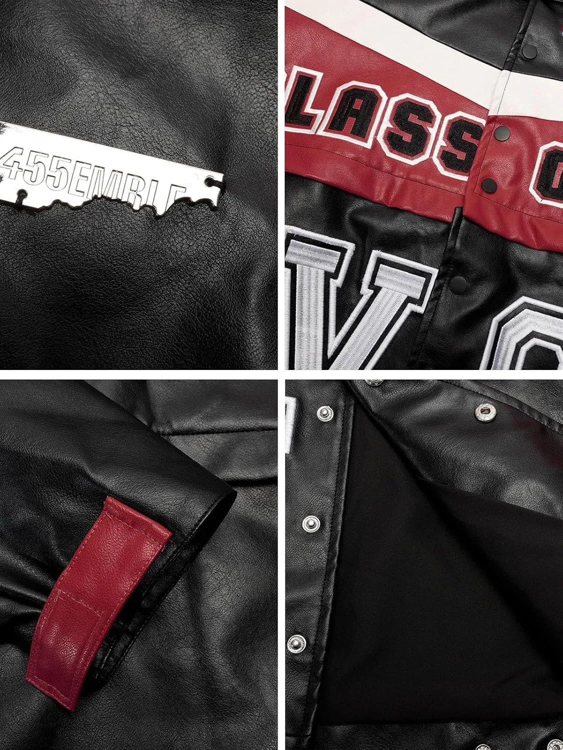 Aelfric Eden Womens Faux Leather Jacket Y2k VG Detachable Racing Jacket Oversized Trendy Outfits