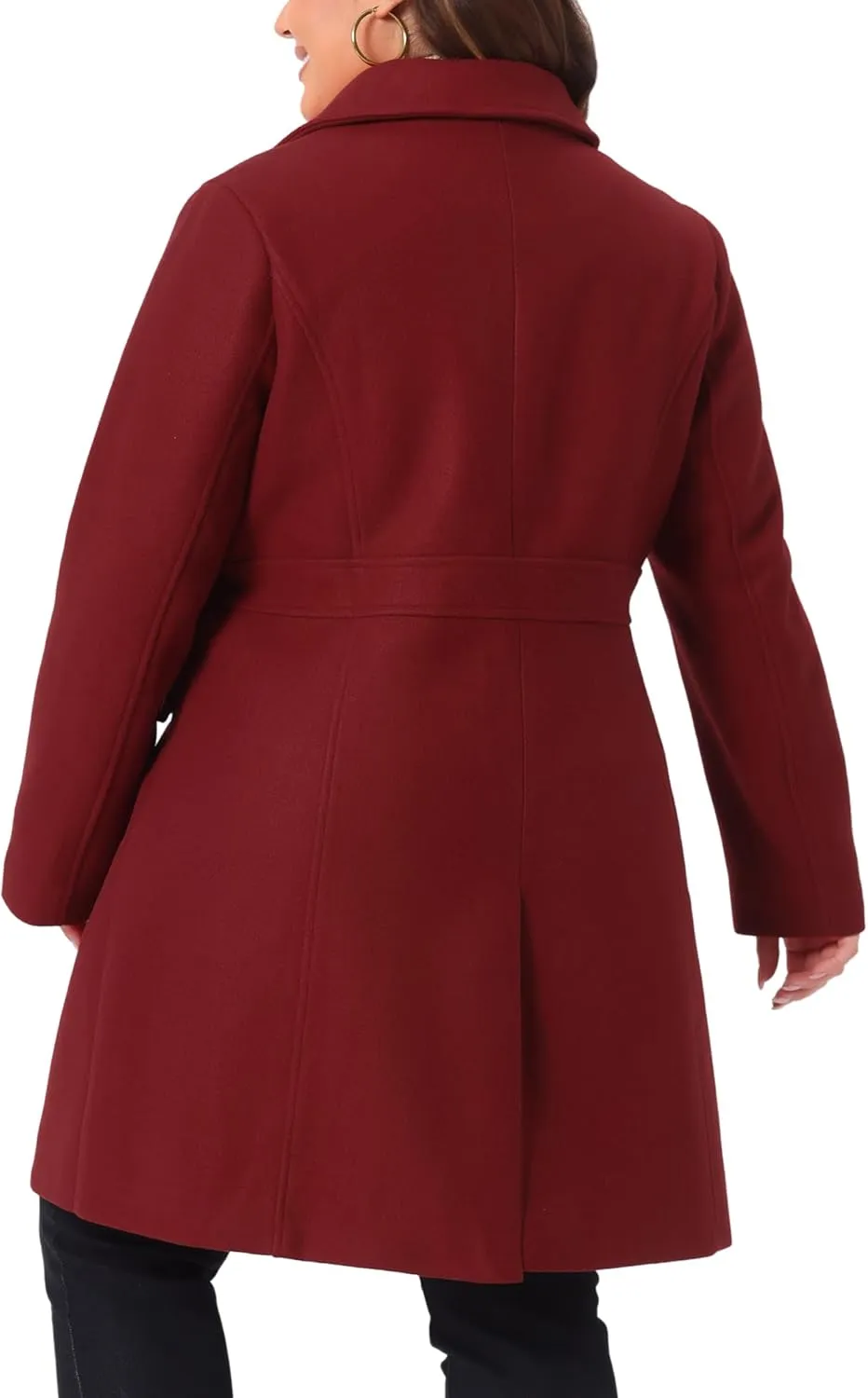 Agnes Orinda Plus Size Coat for Women Peter Pan Collar Single Breasted Winter Long Coats