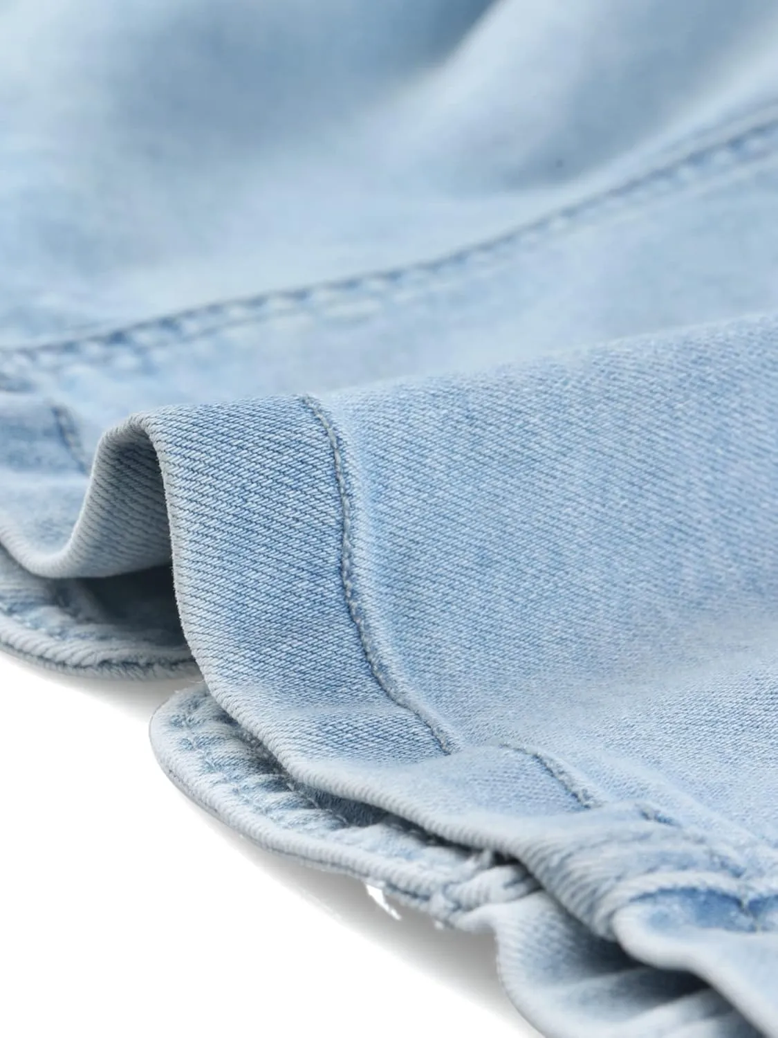Allegra K Denim Jacket for Women's Collarless 2024 Cardigan Distresse 3/4 Sleeve Crop Jean Jackets