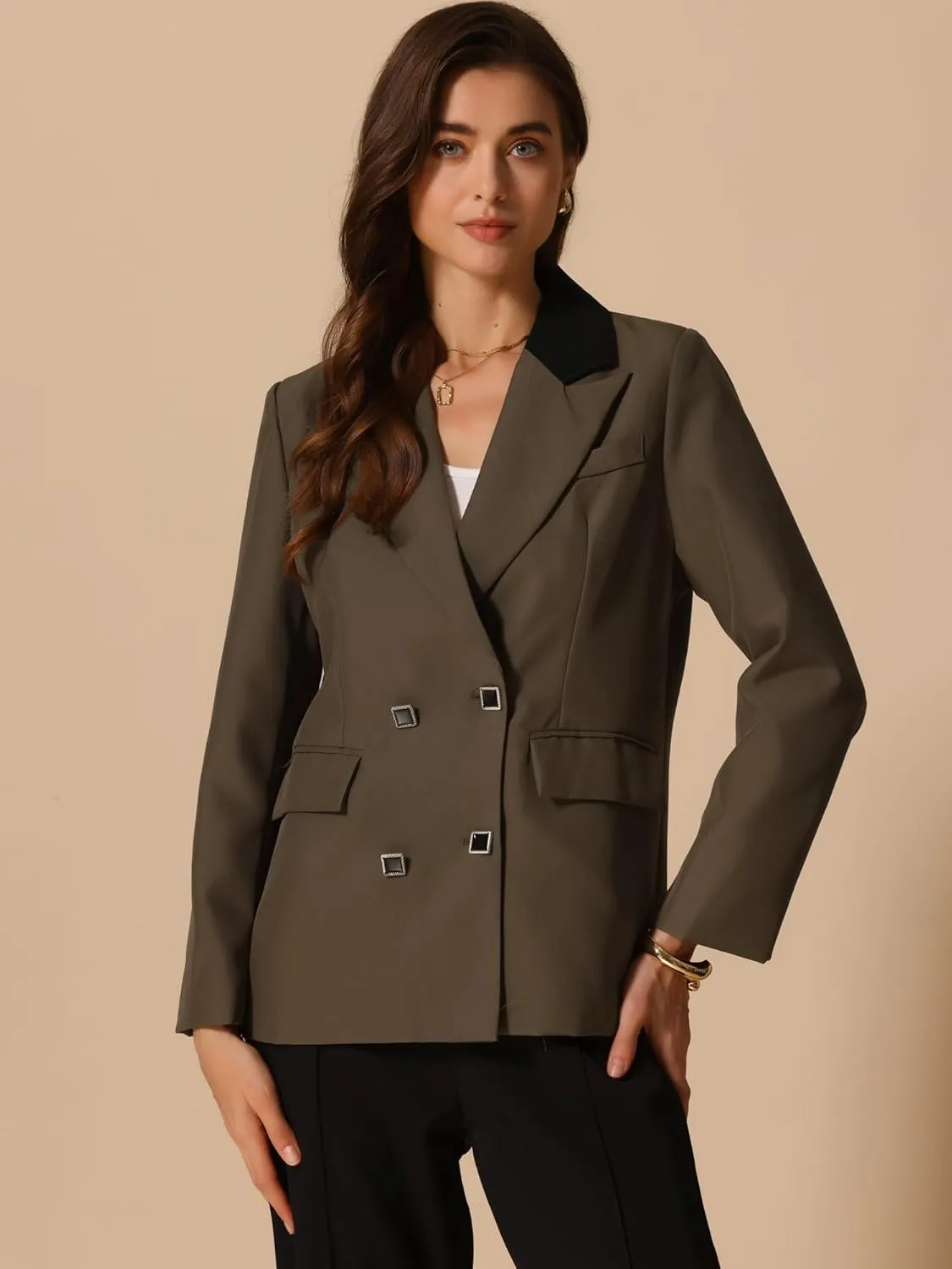 Allegra K Women's Blazers Business Casual Open Front Work Office Blazer Suit Solid Jacket with Pockets