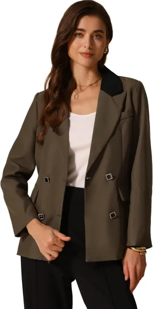 Allegra K Women's Blazers Business Casual Open Front Work Office Blazer Suit Solid Jacket with Pockets