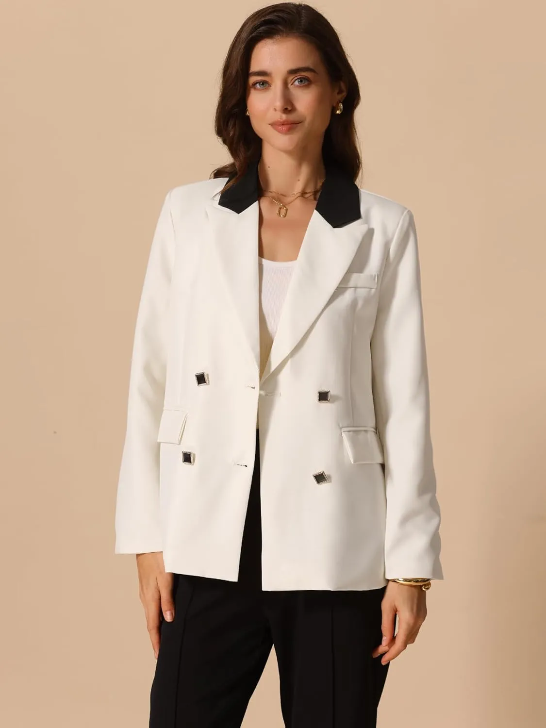 Allegra K Women's Blazers Business Casual Open Front Work Office Blazer Suit Solid Jacket with Pockets