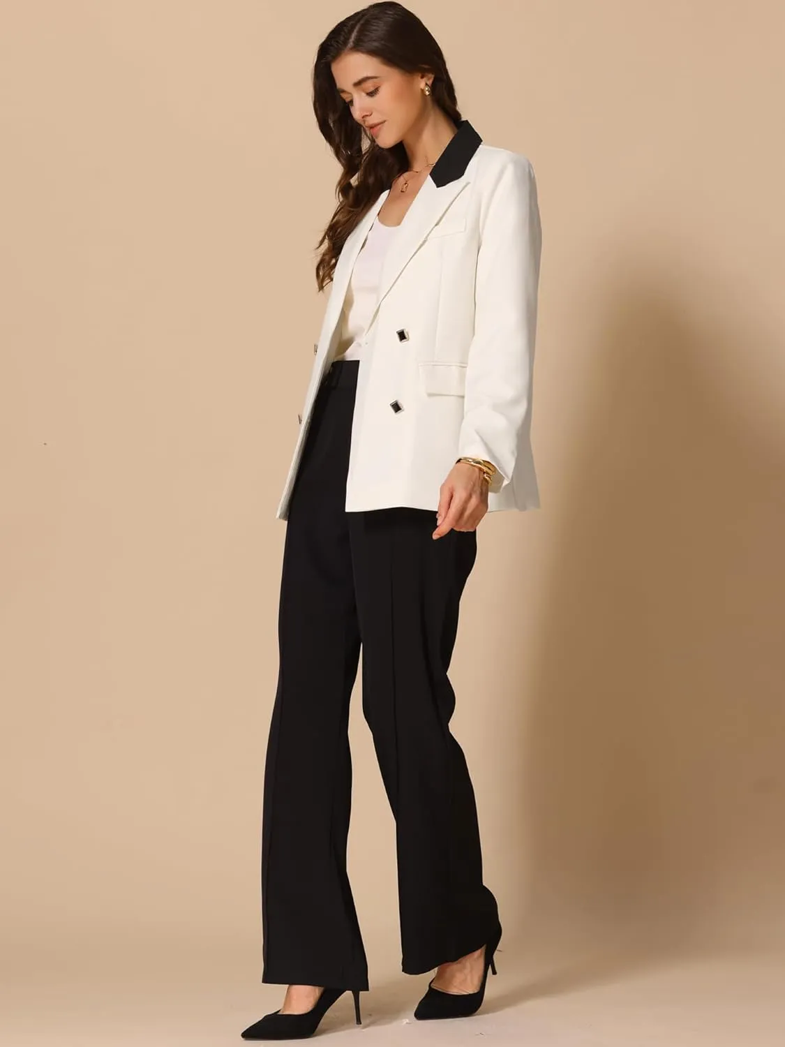 Allegra K Women's Blazers Business Casual Open Front Work Office Blazer Suit Solid Jacket with Pockets
