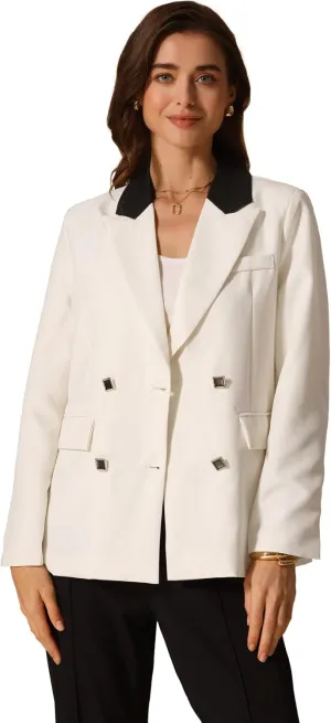 Allegra K Women's Blazers Business Casual Open Front Work Office Blazer Suit Solid Jacket with Pockets