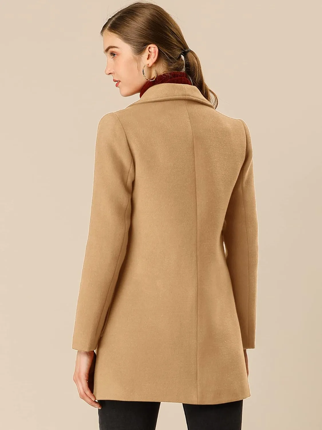 Allegra K Women's Winter Shawl Collar Long Sleeve Tie Belt Wrap Coats with Pockets