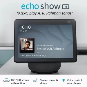 Amazon Echo Show 10 10.1" HD smart display with motion, premium sound and Alexa (Black)