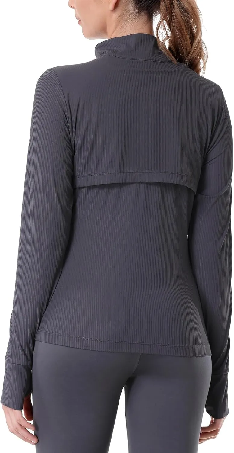 ANIVIVO Running Jackets for Women, Full Zip Workout Jacket Athletic Gym Sports Jacket with Zipper Pockets