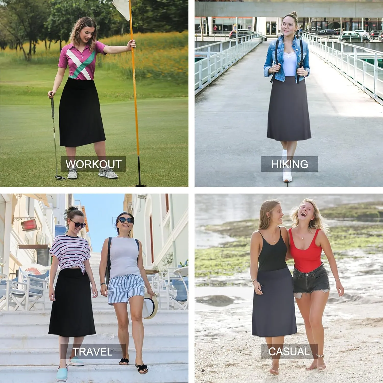 ANIVIVO Women's Midi Length Skorts Skirts with Pockets Modest Skirts 28" Long Knee Length Athletic Skorts