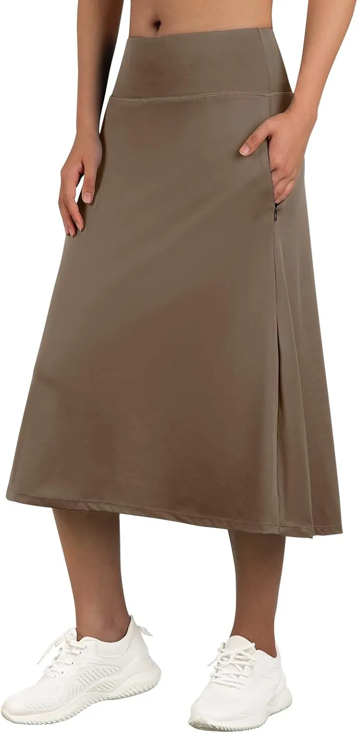 ANIVIVO Women's Midi Length Skorts Skirts with Pockets Modest Skirts 28" Long Knee Length Athletic Skorts