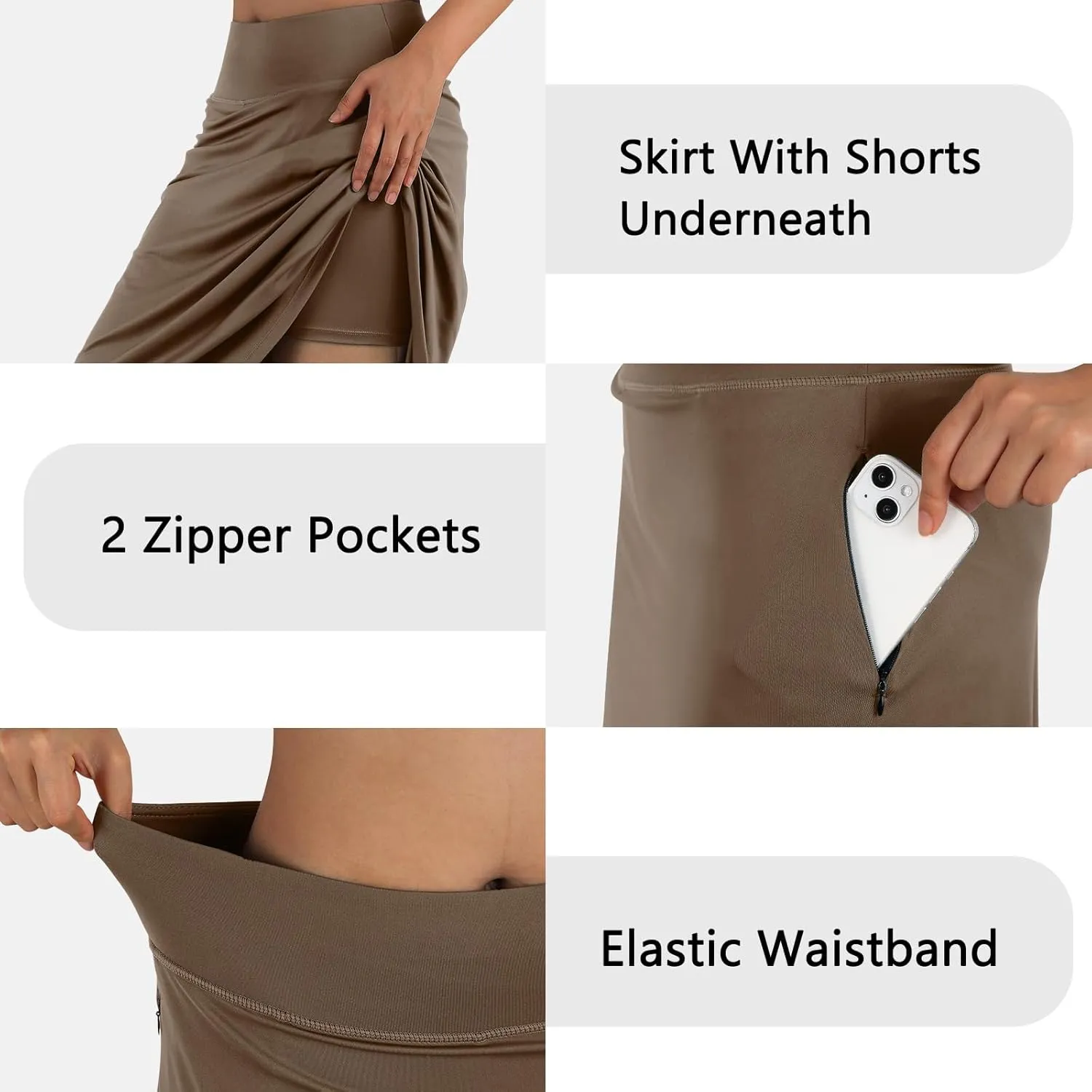 ANIVIVO Women's Midi Length Skorts Skirts with Pockets Modest Skirts 28" Long Knee Length Athletic Skorts