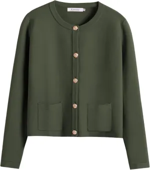 ANRABESS Women Striped Cardigan Sweaters Button Down Cropped Knit Lady Jackets Coat 2025 Fall Outfits Spring Trendy Clothes