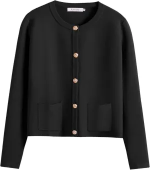 ANRABESS Women Striped Cardigan Sweaters Button Down Cropped Knit Lady Jackets Coat 2025 Fall Outfits Spring Trendy Clothes