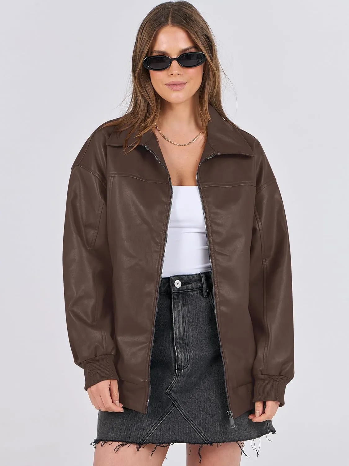 ANRABESS Womens Oversized Leather Jackets Faux Suede Fall Fashion Motorcycle Coats Winter Outfits Clothes 2025