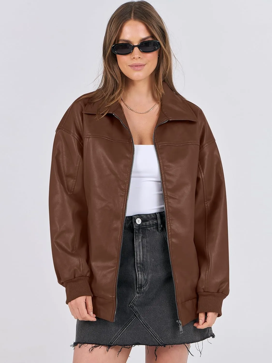 ANRABESS Womens Oversized Leather Jackets Faux Suede Fall Fashion Motorcycle Coats Winter Outfits Clothes 2025