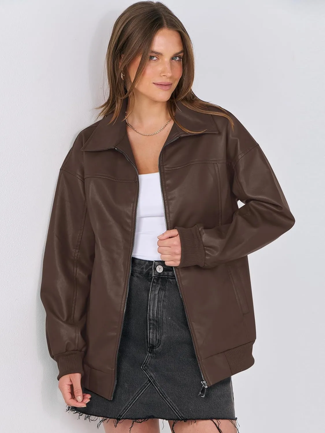 ANRABESS Womens Oversized Leather Jackets Faux Suede Fall Fashion Motorcycle Coats Winter Outfits Clothes 2025