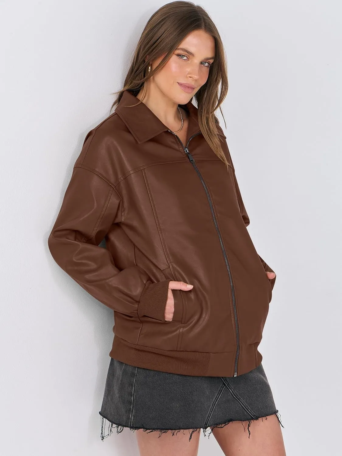 ANRABESS Womens Oversized Leather Jackets Faux Suede Fall Fashion Motorcycle Coats Winter Outfits Clothes 2025