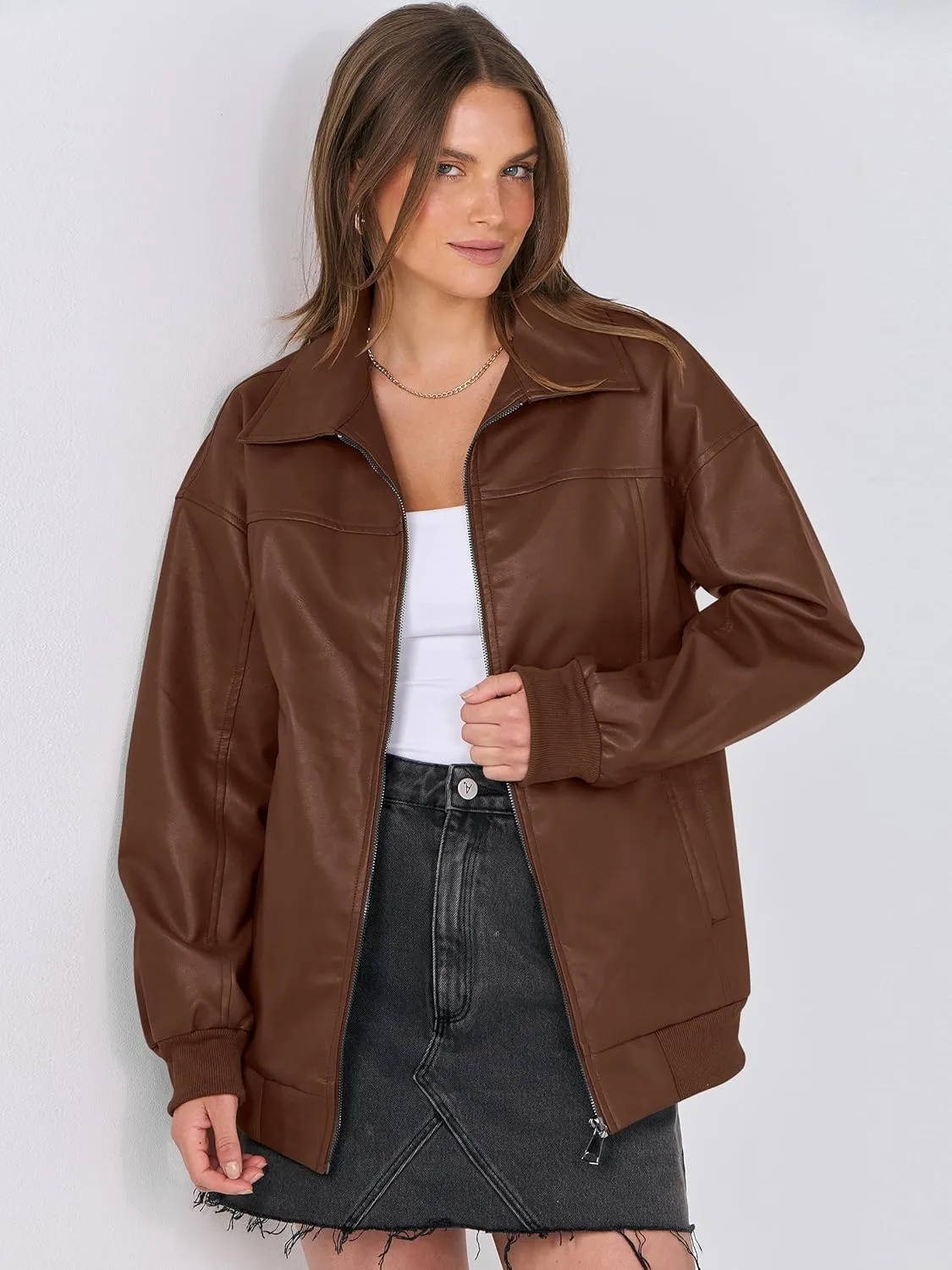 ANRABESS Womens Oversized Leather Jackets Faux Suede Fall Fashion Motorcycle Coats Winter Outfits Clothes 2025
