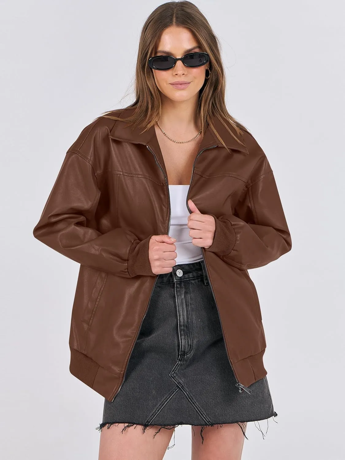 ANRABESS Womens Oversized Leather Jackets Faux Suede Fall Fashion Motorcycle Coats Winter Outfits Clothes 2025