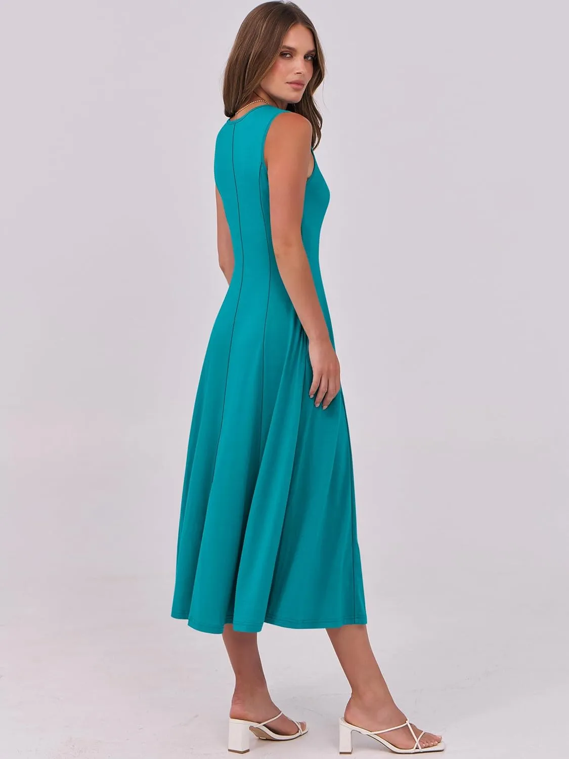ANRABESS Womens Summer Casual Sleeveless Midi Dresses Scoop Neck Fit & Flare A-Line Flowy Long Sundress Beach Outfits