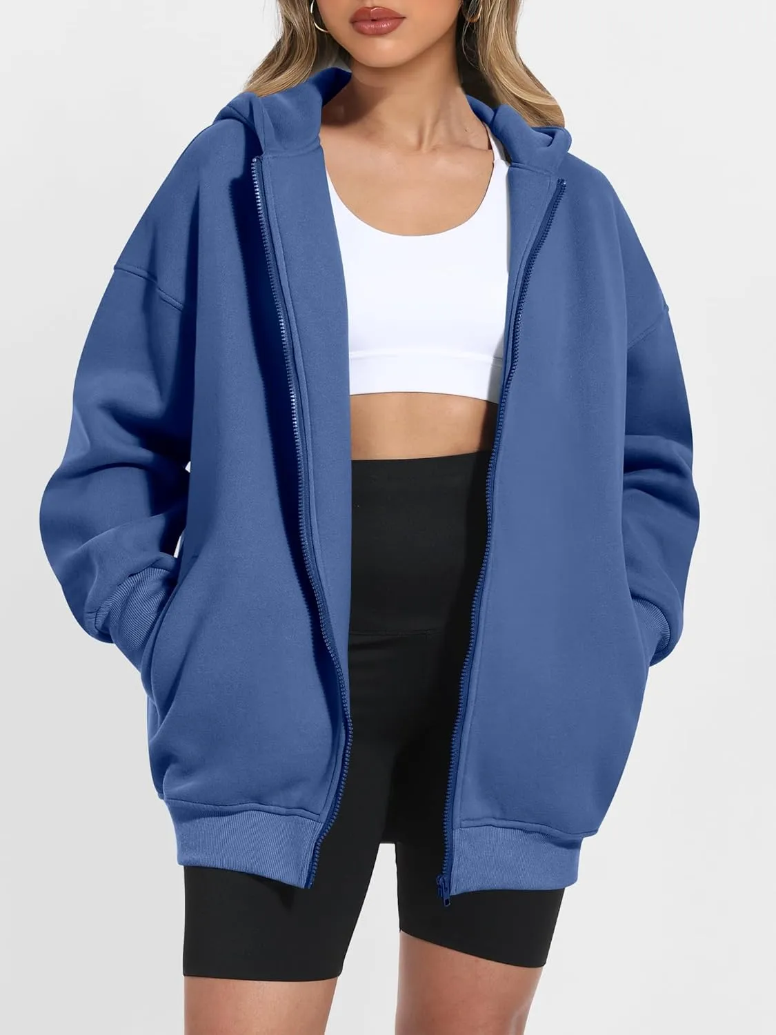 ANRABESS Womens Zip Up Hoodies Oversized Sweatshirt Long Sleeve Fleece Jackets Coat Workout Y2K Outfits 2025 Fall Trendy