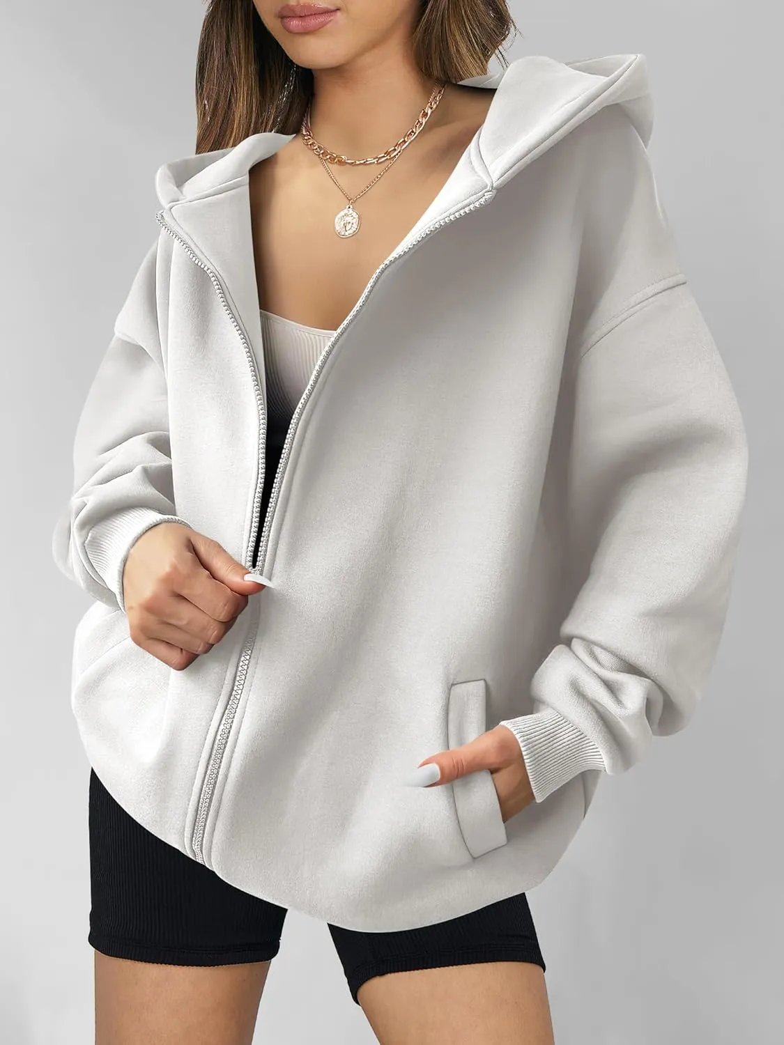 ANRABESS Womens Zip Up Hoodies Oversized Sweatshirt Long Sleeve Fleece Jackets Coat Workout Y2K Outfits 2025 Fall Trendy