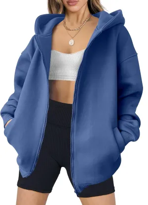 ANRABESS Womens Zip Up Hoodies Oversized Sweatshirt Long Sleeve Fleece Jackets Coat Workout Y2K Outfits 2025 Fall Trendy