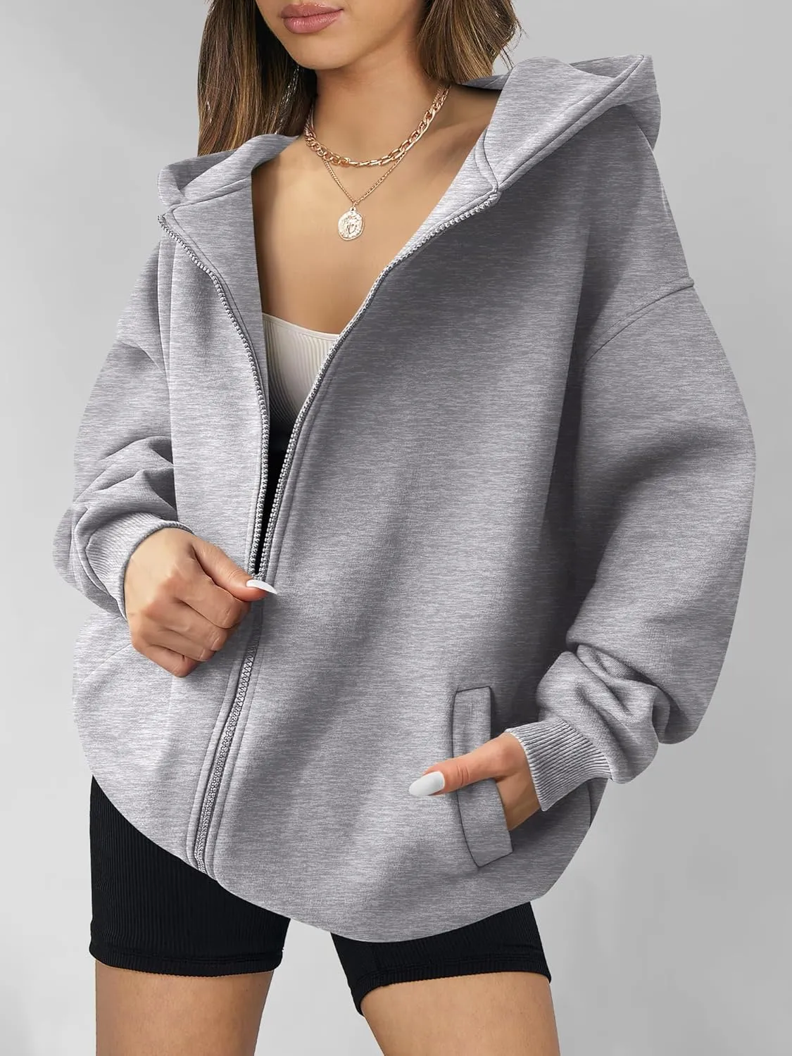 ANRABESS Womens Zip Up Hoodies Oversized Sweatshirt Long Sleeve Fleece Jackets Coat Workout Y2K Outfits 2025 Fall Trendy