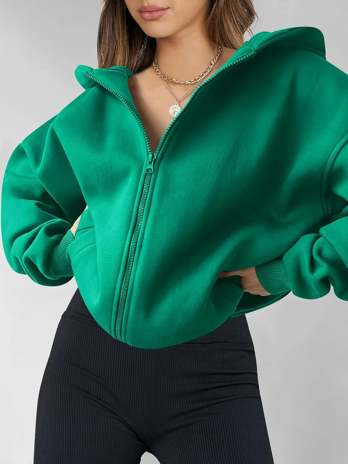 ANRABESS Womens Zip Up Hoodies Oversized Sweatshirt Long Sleeve Fleece Jackets Coat Workout Y2K Outfits 2025 Fall Trendy