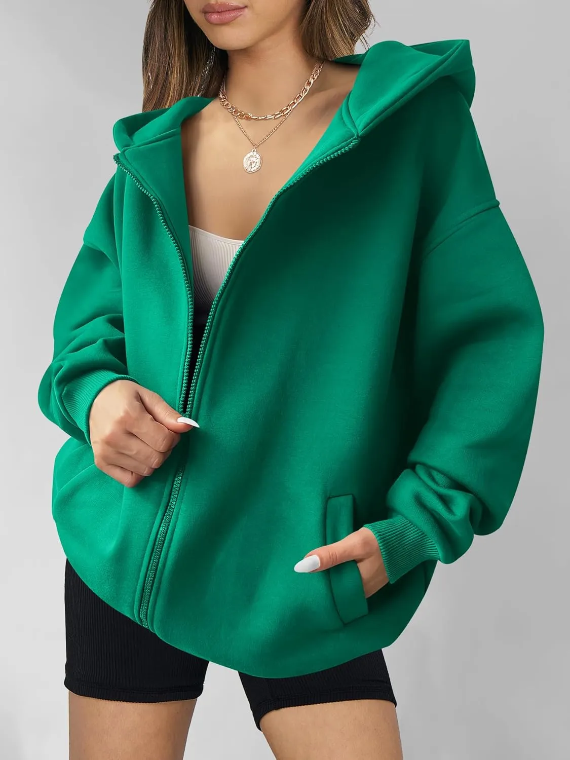 ANRABESS Womens Zip Up Hoodies Oversized Sweatshirt Long Sleeve Fleece Jackets Coat Workout Y2K Outfits 2025 Fall Trendy