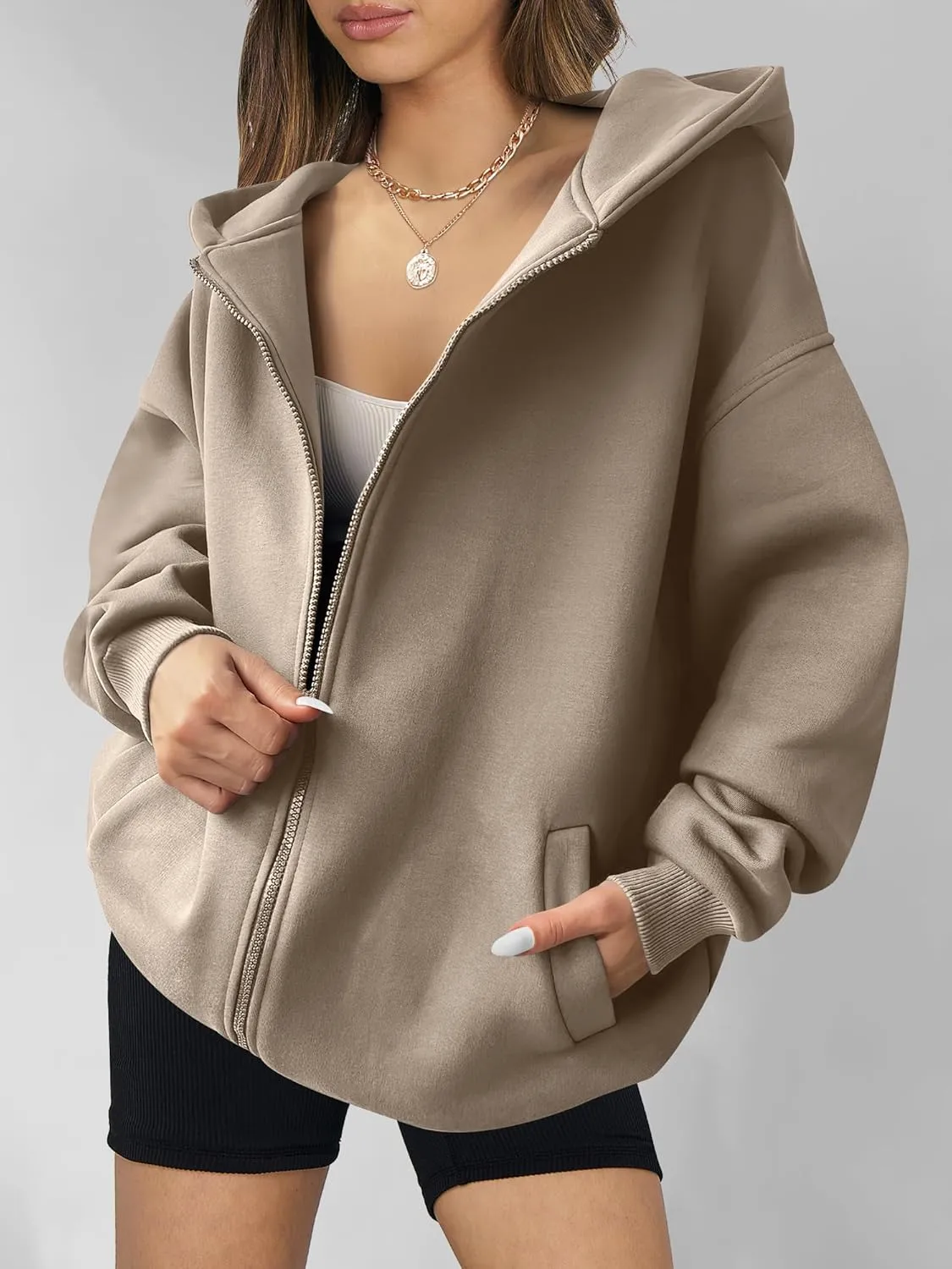 ANRABESS Womens Zip Up Hoodies Oversized Sweatshirt Long Sleeve Fleece Jackets Coat Workout Y2K Outfits 2025 Fall Trendy