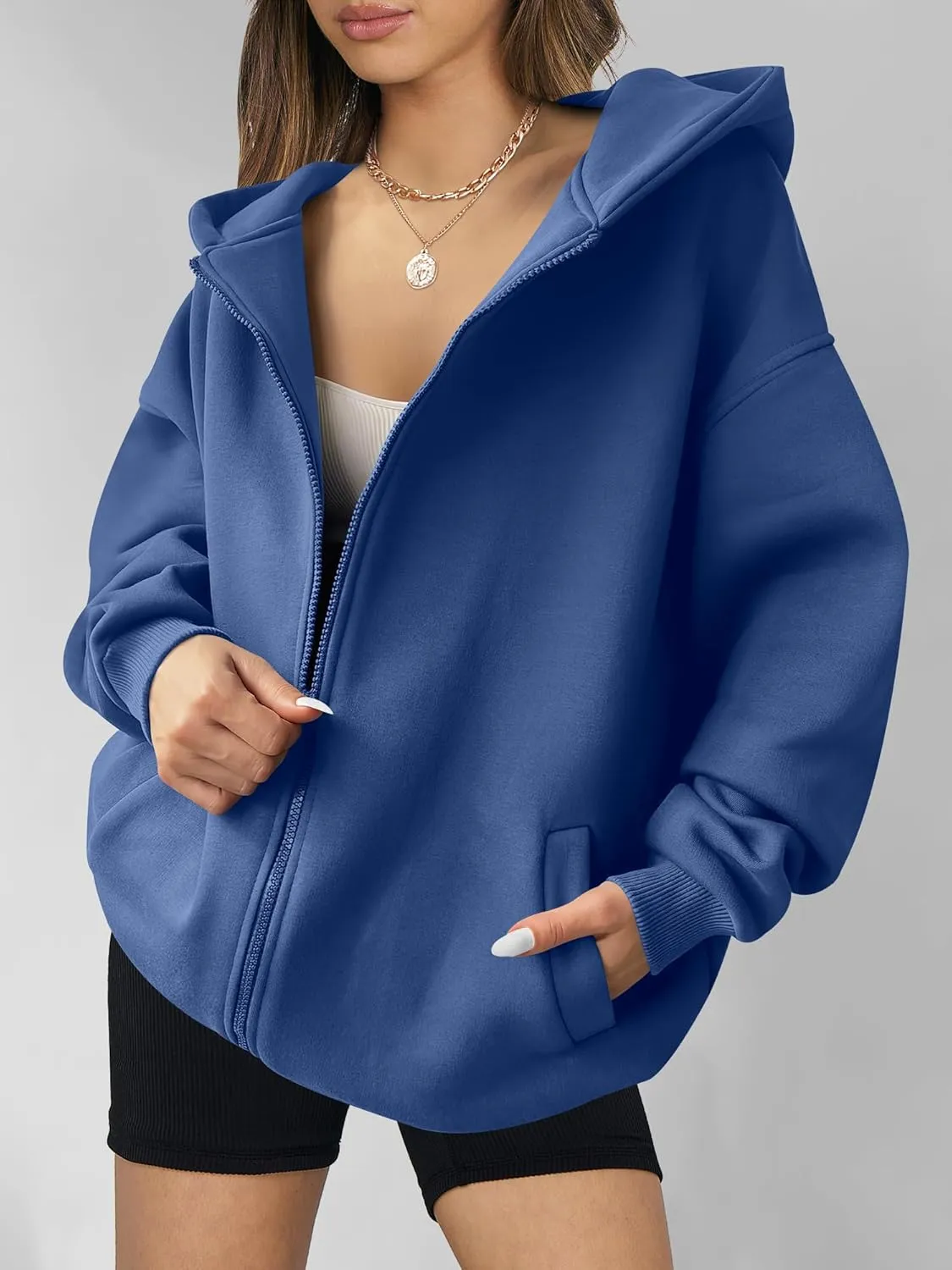 ANRABESS Womens Zip Up Hoodies Oversized Sweatshirt Long Sleeve Fleece Jackets Coat Workout Y2K Outfits 2025 Fall Trendy