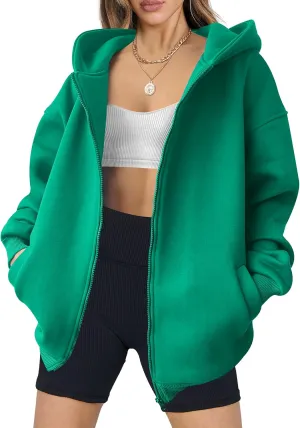 ANRABESS Womens Zip Up Hoodies Oversized Sweatshirt Long Sleeve Fleece Jackets Coat Workout Y2K Outfits 2025 Fall Trendy